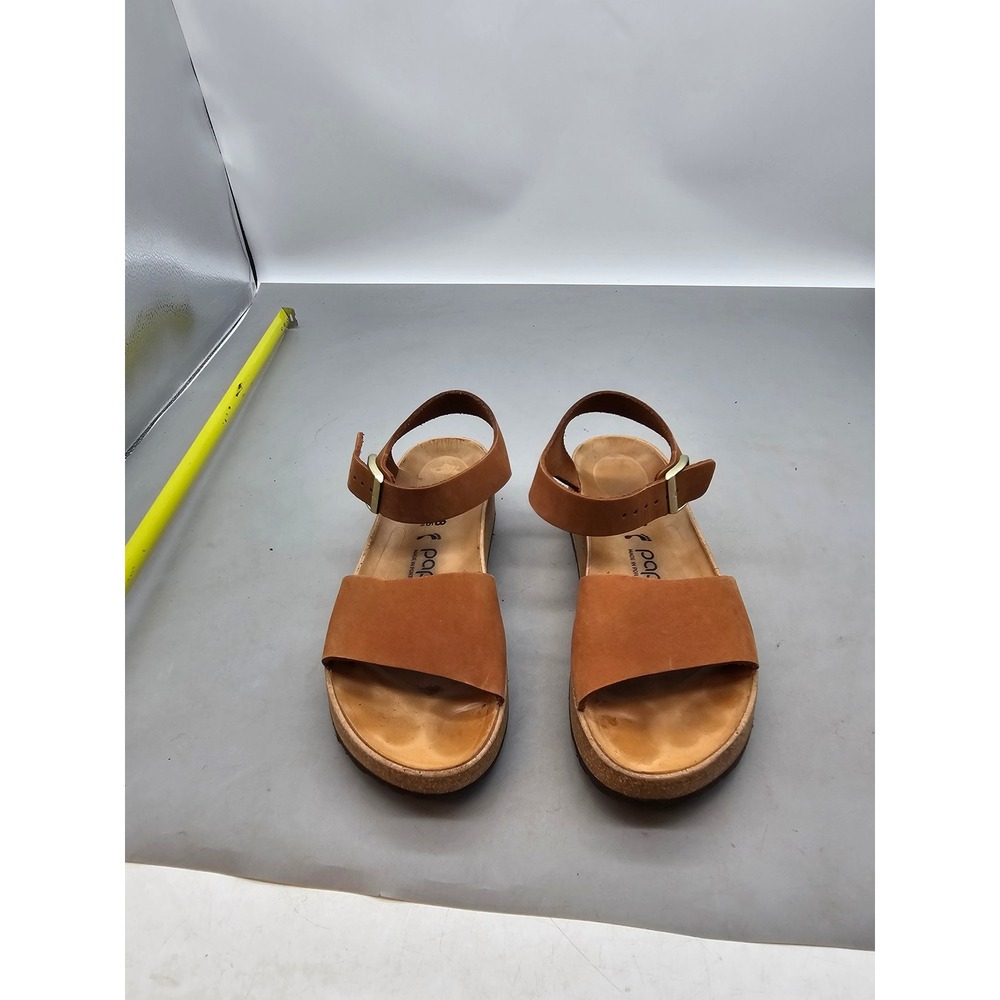 Papillio Birkenstock Glenda Cognac Leather Platform Wedge Sandals 38 L7 M5